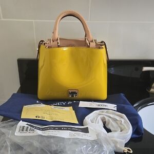Dooney & Bourke Yellow Patent Mini Barlow Purse Nwt